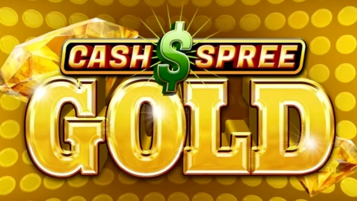 Cash Spree Gold slot reels na may gintong tema at kumikinang na mga simbolo